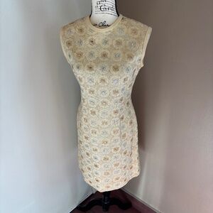 One of a kind vintage 1960's embroidered knit sheath